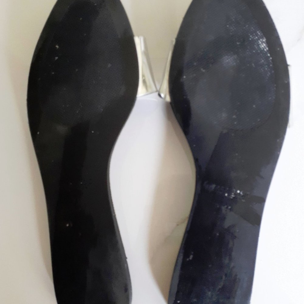 Zara patent metallic silver pool slide sandals - Picture 9 of 10